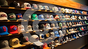 Sporting Style: Baseball Caps in a Store