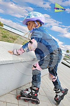 sportive childhood on inline skates