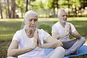 Sportive couple having yoga training stock photo