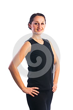 Sportive woman keeping hands on hips