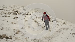 Sportive Woman Wintertime Hiking