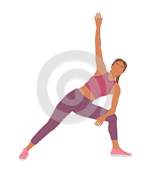 Sportive young woman doing fitness exercise vector