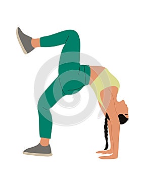 Sportive young woman doing fitness exercise vector