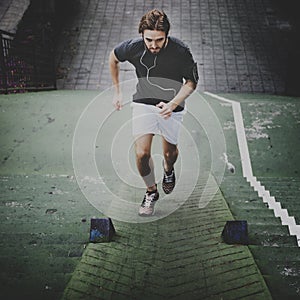 Sportman Running Training Male Men Healthy Concept photo