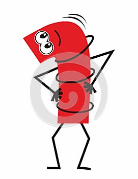 Sports activity, red training line with eyes, emoticon, vector symbol