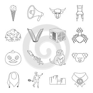 Sports, animal, education and other web icon in outline style. medicine, library, nature icons in set collection.