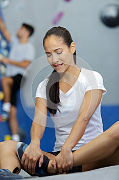 sports ankle injury on woman