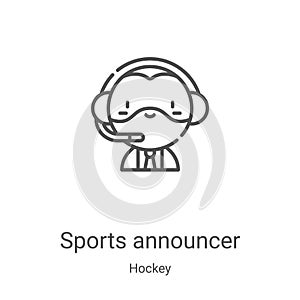 sports announcer icon vector from hockey collection. Thin line sports announcer outline icon vector illustration. Linear symbol