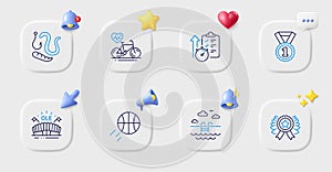 Sports arena, Best rank and Worms line icons. For web app, printing. Vector