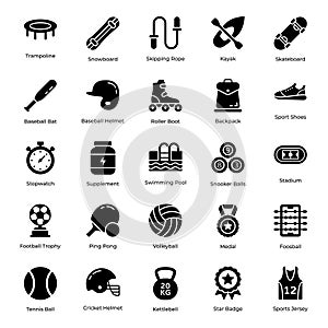 Sports Awards and Accessories glyph Vectors Pack