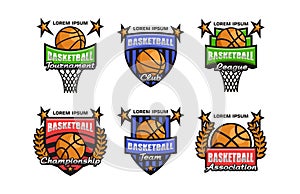 Sports Badge Basketball logo set