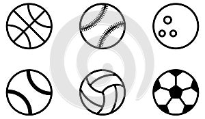 Sports ball icons black outline photo