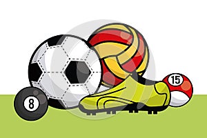 Sports balls equipment collection card banner