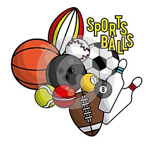 Sports balls equipment vibrant card