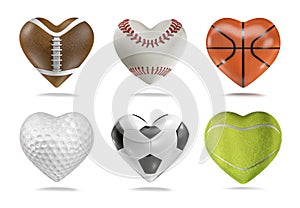 Sports balls hearts photo