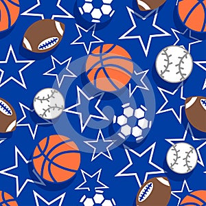 Sports balls seamless pattern