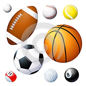 Sports balls vector set.