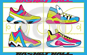 Sports basketball shoes design vector template