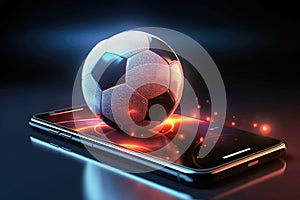 Sports Betting Illustration: Soccer Ball and Smartphone - Generative AI