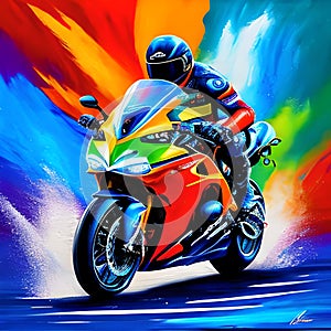 sports bike high detailed with colorful background