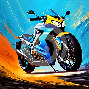 sports bike high detailed with colorful background