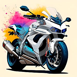 sports bike high detailed with colorful background