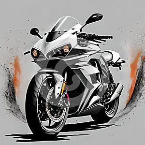 sports bike high detailed with colorful background