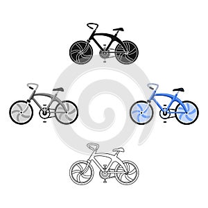 A sports bike for a quick ride down the road. Bicycle ecological economical transport.Transport single icon in cartoon