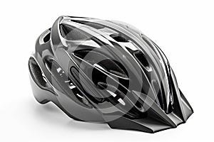 Sports black bicycle helmet isolated on white background. Head protection concept. Generative AI
