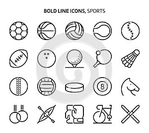 Sports, bold line icons