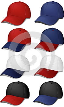 Sports Caps - realistic vector illustrations