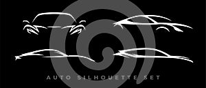 Sports car auto logo silhouette set