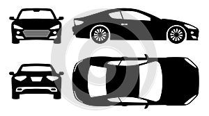 Sports car black icons vector illustration