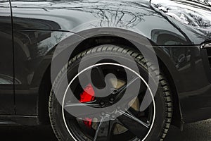 Sports car detail wheels low profile tires brake