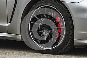 Sports car detail wheels low profile tires brake