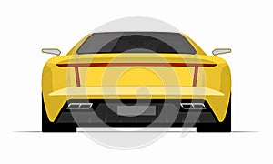 Sports car in flat style. Rear view of a supercar isolated on white background