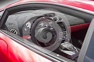 Sports car interior in swede leather