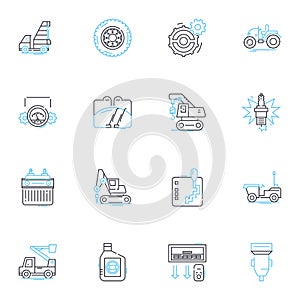 Sports car linear icons set. Speedster, Supercar, Performance, Aerodynamic, Racecar, Exotic, Muscle line vector and