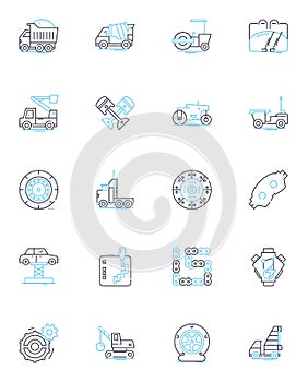 Sports car linear icons set. Speedster, Supercar, Performance, Aerodynamic, Racecar, Exotic, Muscle line vector and