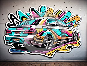 sports car modifications with colorful paint variations, car graffiti wallpapers