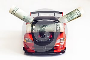 Sports car and money photo