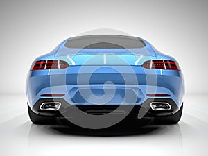 Sports car rear view. The image of a sports blue