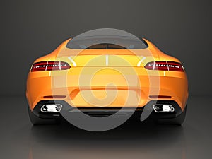 Sports car rear view. The image of a sports gold