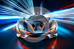 Sports car on the road with motion blur. generative AI