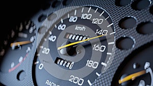 Sports car speedometer close up 3D