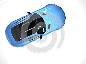 Sports car top view. The image of a sports blue