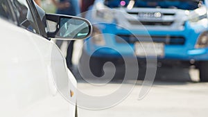 Sports car and Used cars, parked in the parking lot of Dealership waiting to be sold and delivered to customers and waiting for