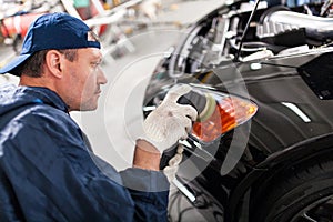 Sports car in a workshop