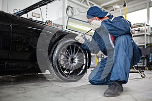 Sports car in a workshop