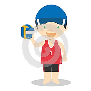 Sports cartoon vector illustrations: Beach volley